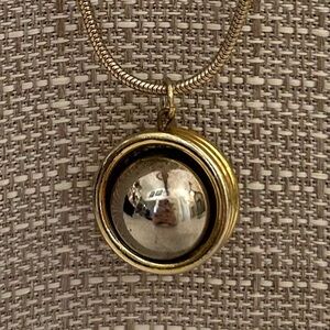 Vintage Costume Jewelry Sputnik Orb Saturn Kinetic Pendant Gold Silver